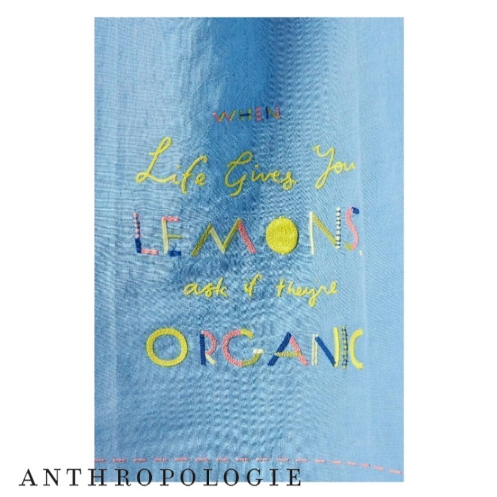 2 Anthropologie "Lemons" Dish Towel